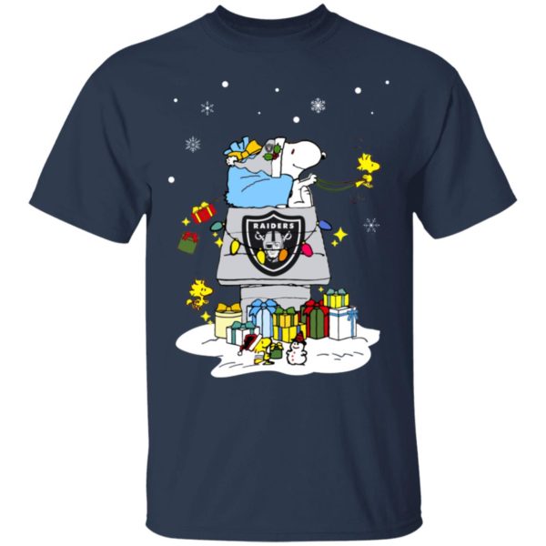 Oakland Raiders Santa Snoopy Wish You A Merry Christmas Shirt