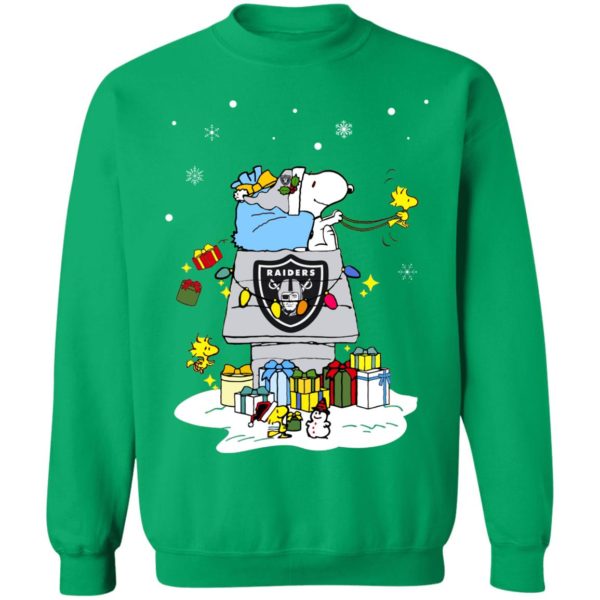 Oakland Raiders Santa Snoopy Wish You A Merry Christmas Shirt