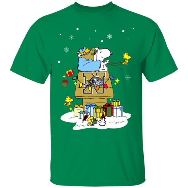 Navy Midshipmen Santa Snoopy Wish You A Merry Christmas Shirt
