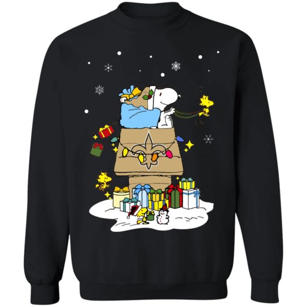 New Orleans Saints Santa Snoopy Wish You A Merry Christmas Shirt