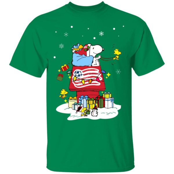 New England Revolution Santa Snoopy Wish You A Merry Christmas Shirt