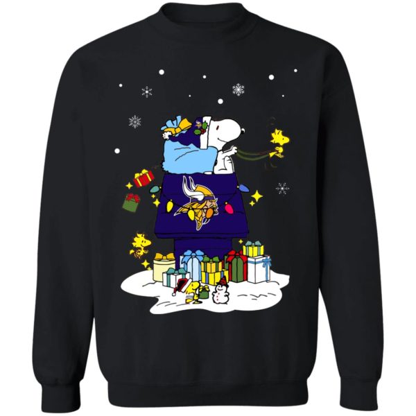 Minnesota Vikings Santa Snoopy Wish You A Merry Christmas Shirt