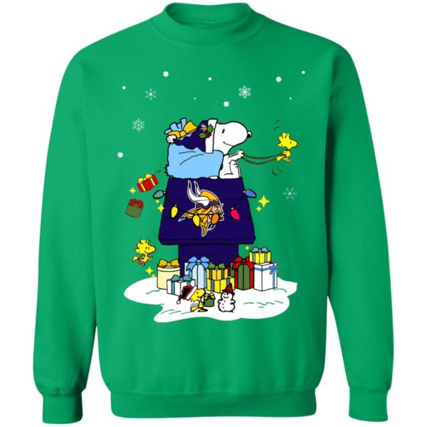 Minnesota Vikings Santa Snoopy Wish You A Merry Christmas Shirt