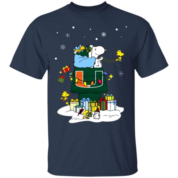 Miami Hurricanes Santa Snoopy Wish You A Merry Christmas Shirt