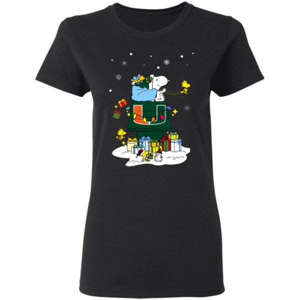 Miami Hurricanes Santa Snoopy Wish You A Merry Christmas Shirt