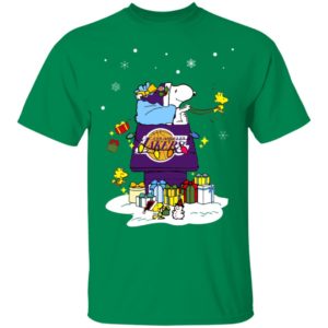 Los Angeles Lakers Santa Snoopy Wish You A Merry Christmas Shirt