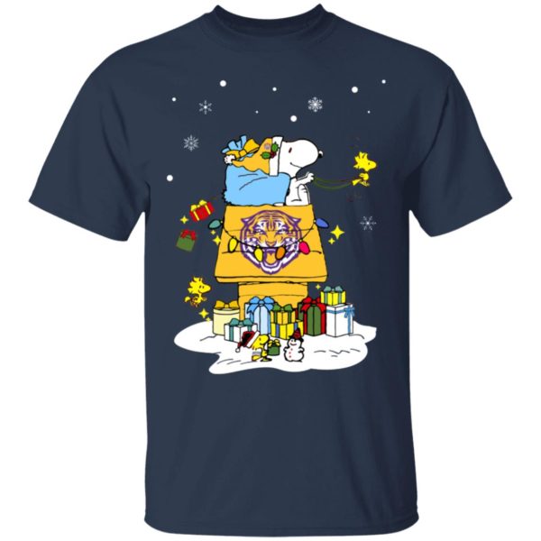 LSU Tigers Santa Snoopy Wish You A Merry Christmas Shirt
