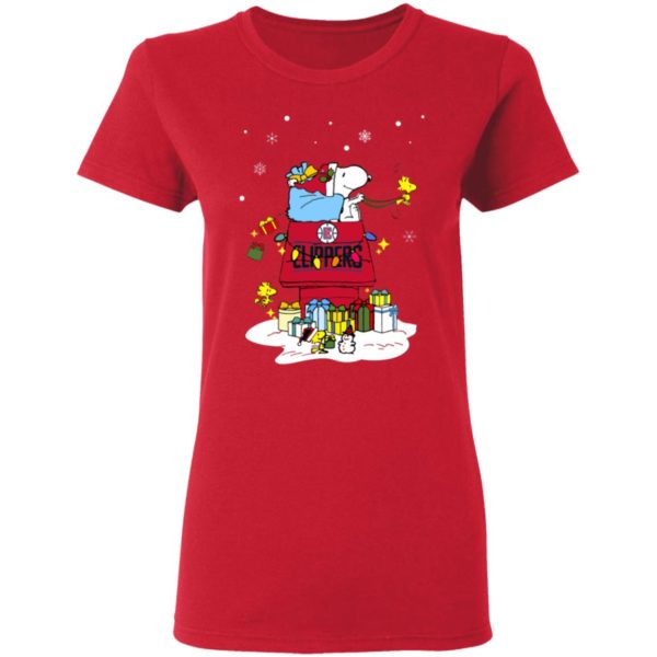 Los Angeles Clippers Santa Snoopy Wish You A Merry Christmas Shirt