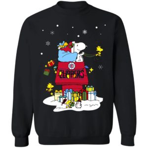 Los Angeles Clippers Santa Snoopy Wish You A Merry Christmas Shirt