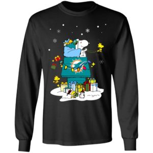 Miami Dolphins Santa Snoopy Wish You A Merry Christmas Shirt