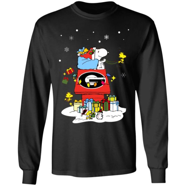 Georgia Bulldogs Santa Snoopy Wish You A Merry Christmas Shirt