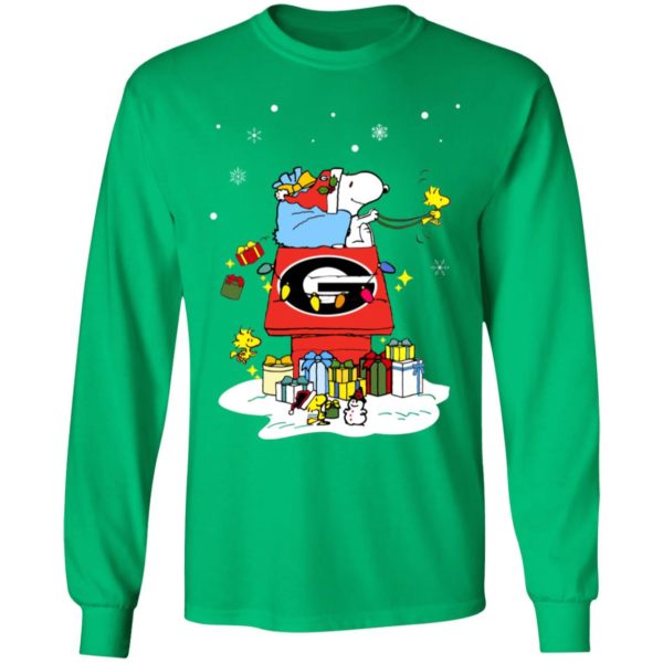 Georgia Bulldogs Santa Snoopy Wish You A Merry Christmas Shirt