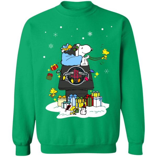 Houston Rockets Santa Snoopy Wish You A Merry Christmas Shirt
