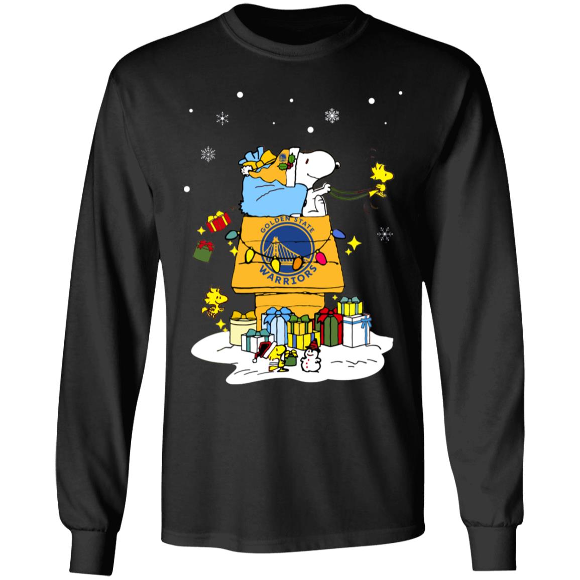 Santa Snoopy Woodstock Golden State Warriors 2021 Christmas Shirt