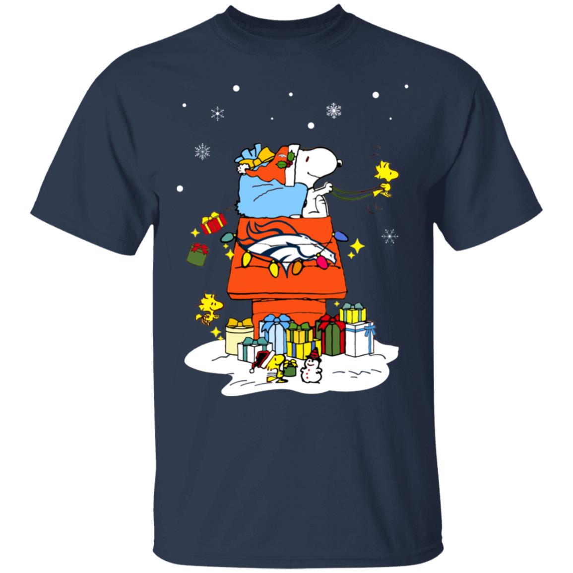 Denver Broncos Santa Snoopy Wish You A Merry Christmas Shirt