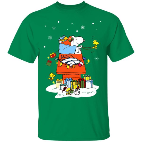 Denver Broncos Santa Snoopy Wish You A Merry Christmas Shirt