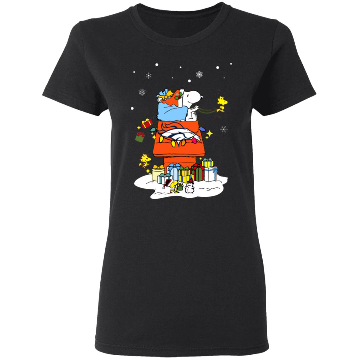 A Happy Christmas With Denver Broncos Snoopy Unisex Jersey Tee 