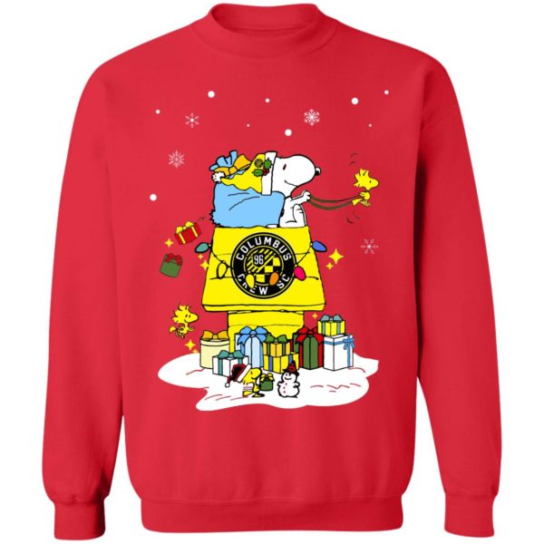 Columbus Crew SC Santa Snoopy Wish You A Merry Christmas Shirt