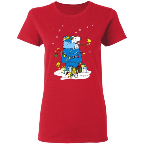 Detroit Lions Santa Snoopy Wish You A Merry Christmas Shirt