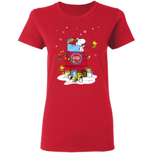 Detroit Pistons Santa Snoopy Wish You A Merry Christmas Shirt