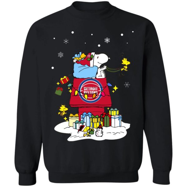 Detroit Pistons Santa Snoopy Wish You A Merry Christmas Shirt