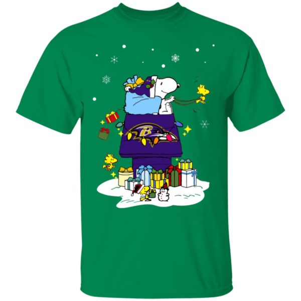 Baltimore Ravens Santa Snoopy Wish You A Merry Christmas Shirt