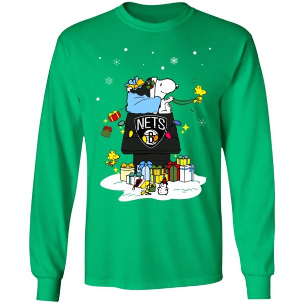 Brooklyn Nets Santa Snoopy Wish You A Merry Christmas Shirt