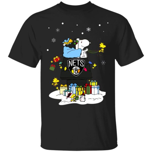 Brooklyn Nets Santa Snoopy Wish You A Merry Christmas Shirt