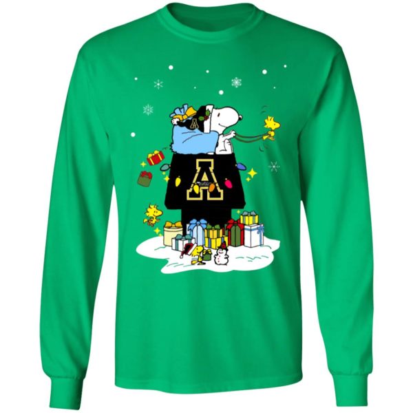 Appalachian State Mountaineers Santa Snoopy Wish You A Merry Christmas Shirt