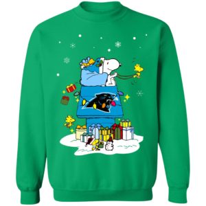Carolina Panthers Santa Snoopy Wish You A Merry Christmas Shirt