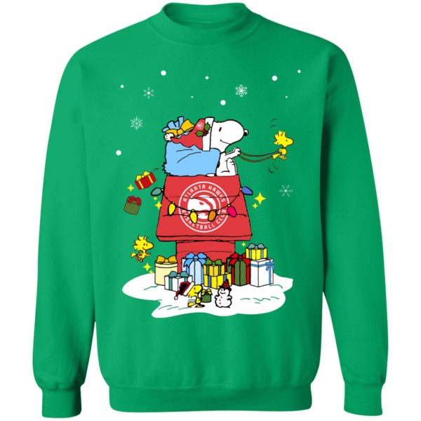 Atlanta Hawks Santa Snoopy Wish You A Merry Christmas Shirt