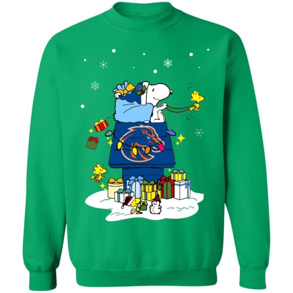 Boise State Broncos Santa Snoopy Wish You A Merry Christmas Shirt