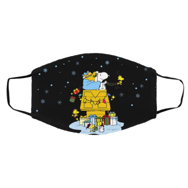 Michigan Wolverines Santa Snoopy Wish You A Merry Christmas face mask
