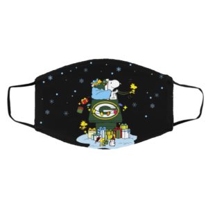 Green Bay Packers Santa Snoopy Wish You A Merry Christmas face mask