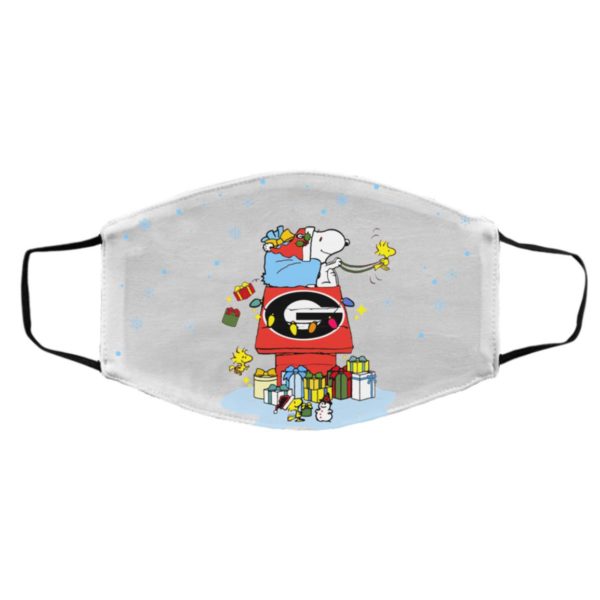 Georgia Bulldogs Santa Snoopy Wish You A Merry Christmas face mask