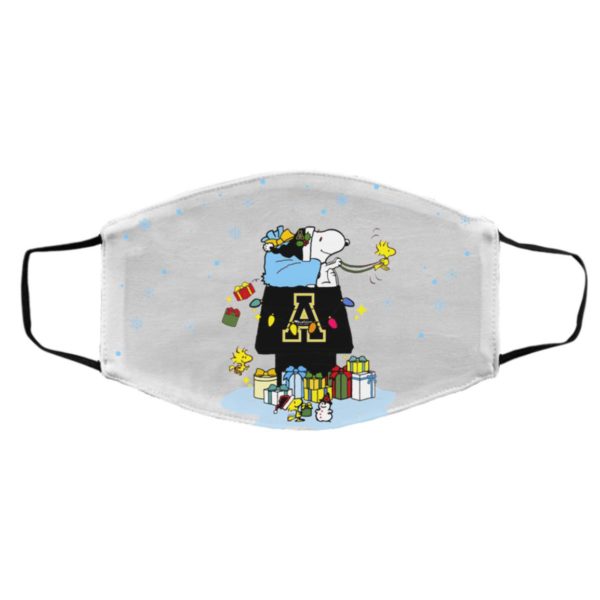 Appalachian State Mountaineers Santa Snoopy Wish You A Merry Christmas face mask