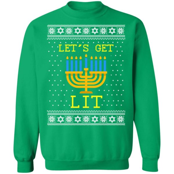 Let_s Get Lit Hanukkah Ugly Christmas Sweater