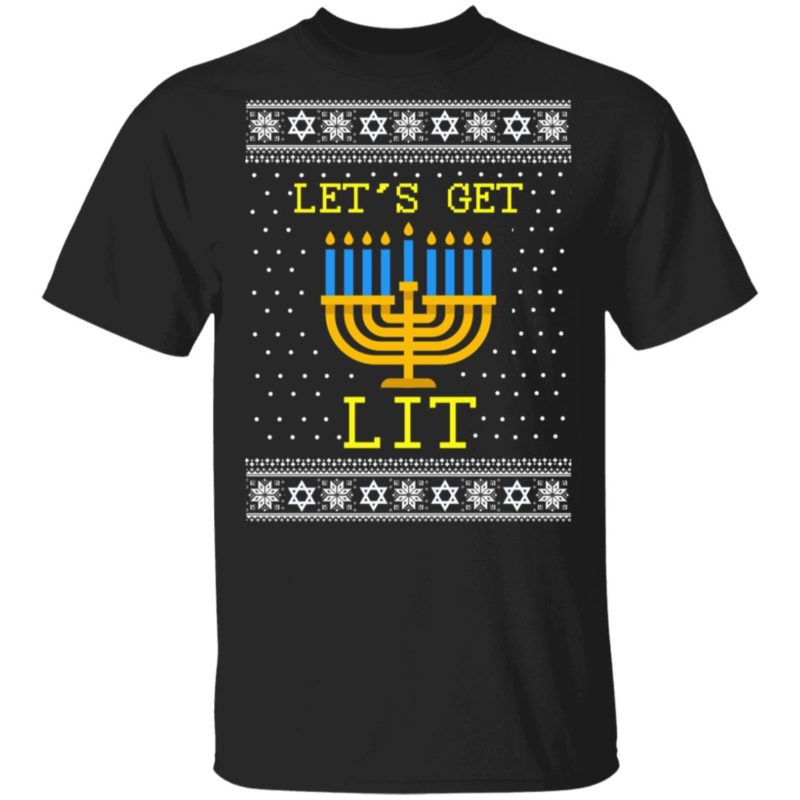 Let_s Get Lit Hanukkah Ugly Christmas Sweater