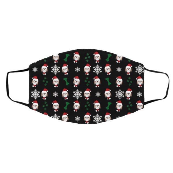 Shitzu Dog Pattern Christmas Face Mask