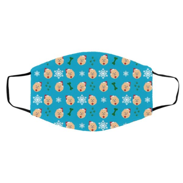 Pomeranian Dog Pattern Christmas Face Mask