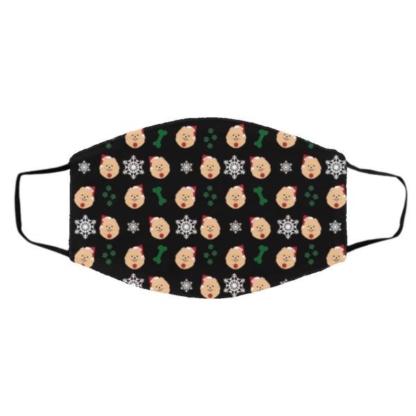 Pomeranian Dog Pattern Christmas Face Mask