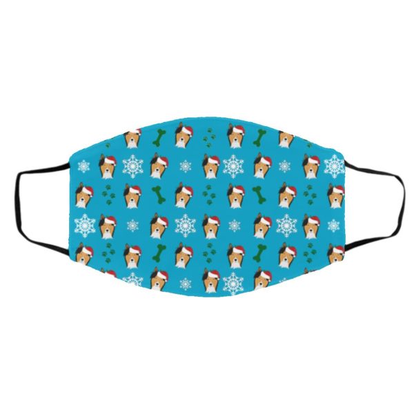 Collie Dog Pattern Christmas Face Mask