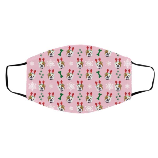 English Bulldog Pattern Christmas Face Mask