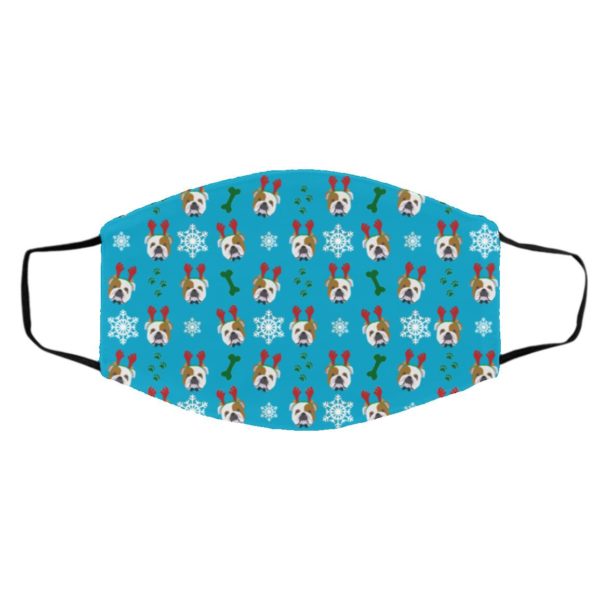 English Bulldog Pattern Christmas Face Mask