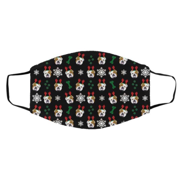 English Bulldog Pattern Christmas Face Mask