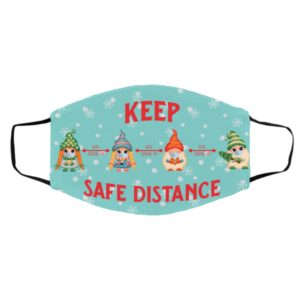 Gnome 6 ft Keep Safe Distance At Christmas Face Mask