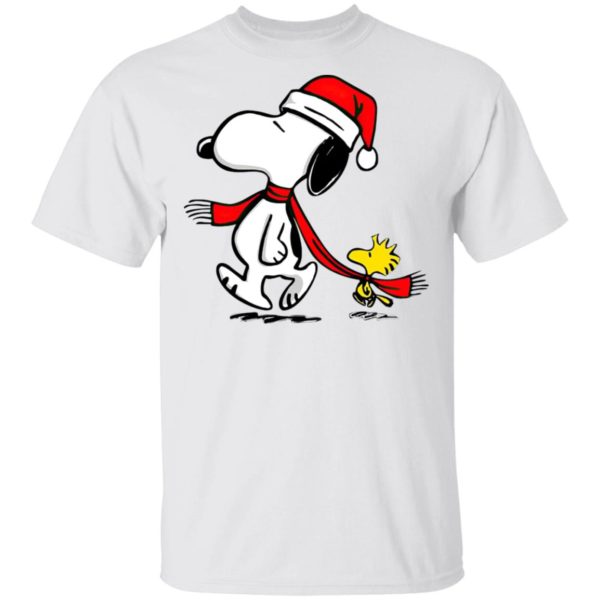 Santa Hat Snoopy And Woodstock Walking Christmas shirt