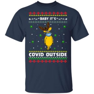 Baby It’s Covid Outside Funny Reindeer Wearing Mask Ugly Christmas Sweatshirt