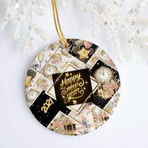Happy New Year 2021 Christmas Holiday New Years Eve Christmas Decorative Ornament