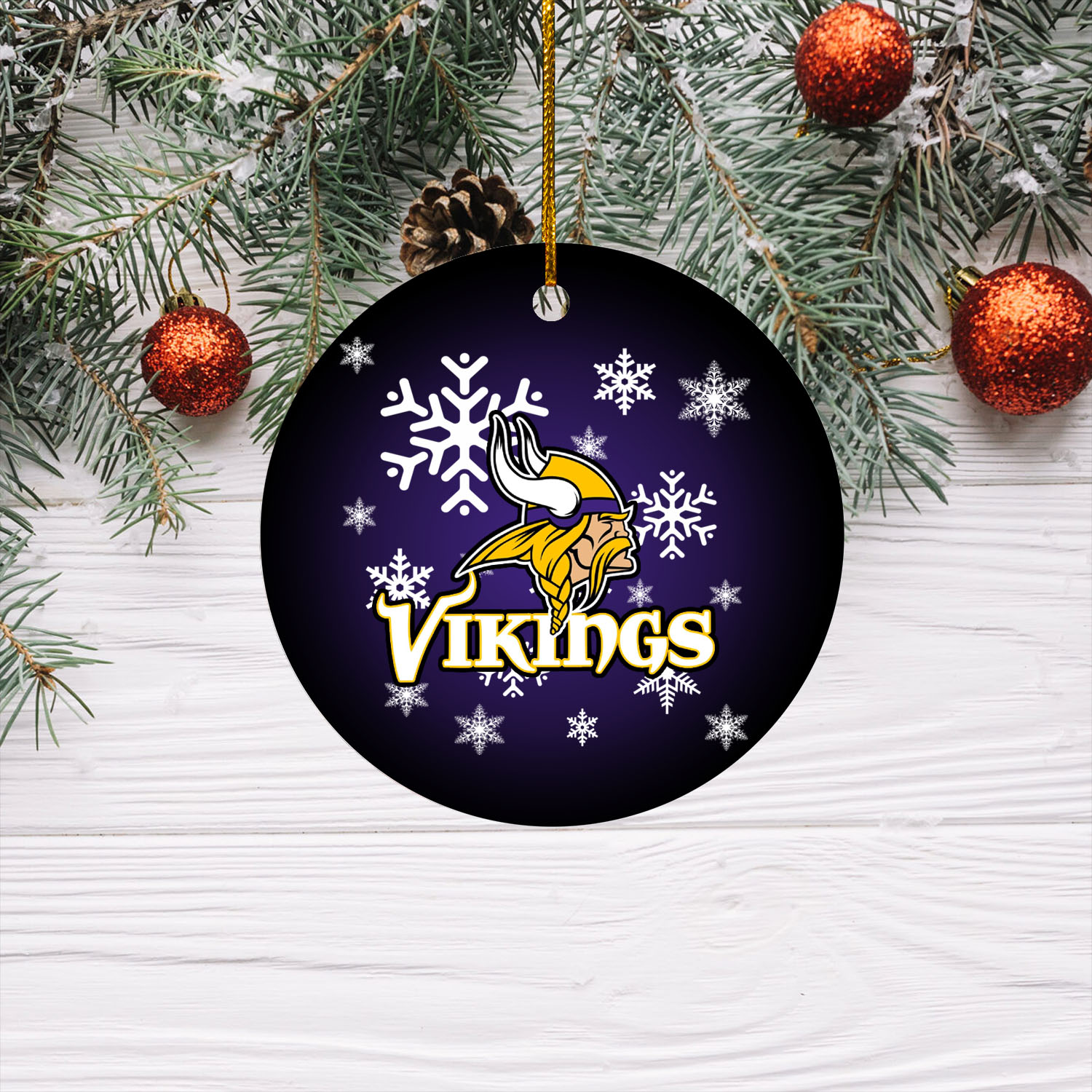 Minnesota Vikings Merry Christmas Circle Ornament